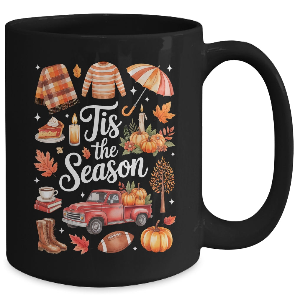 Tis The Season Pumpkin Autumn Fall Y'all Leaves Thanksgiving Mug | siriusteestore