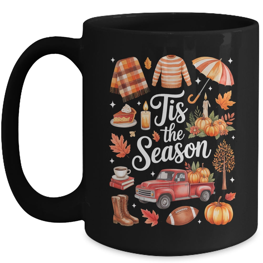 Tis The Season Pumpkin Autumn Fall Y'all Leaves Thanksgiving Mug | siriusteestore