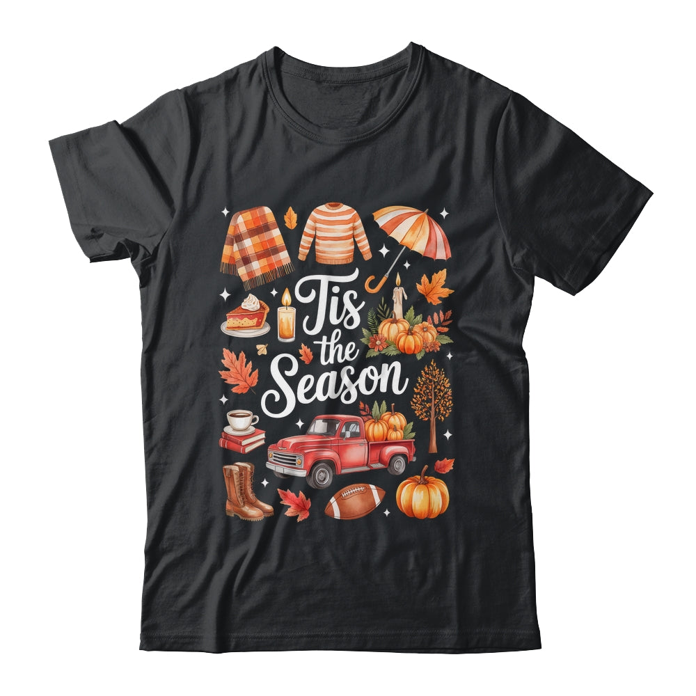 Tis The Season Pumpkin Autumn Fall Y'all Leaves Thanksgiving Shirt & Sweatshirt | siriusteestore