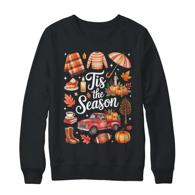 Tis The Season Pumpkin Autumn Fall Y'all Leaves Thanksgiving Shirt & Sweatshirt | siriusteestore