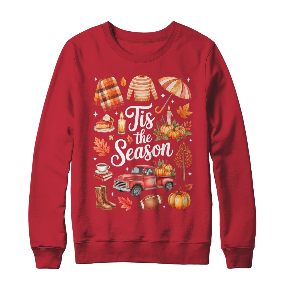Tis The Season Pumpkin Autumn Fall Y'all Leaves Thanksgiving Shirt & Sweatshirt | siriusteestore