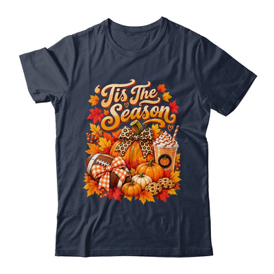 Tis The Season Pumpkin Football Latte Fall Autumn Women Shirt & Sweatshirt | siriusteestore