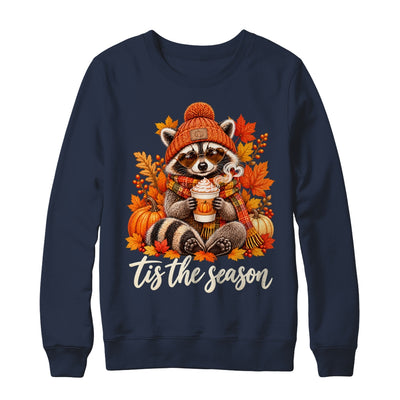 Tis The Season Raccoon Pumpkin Coffee Fall Graphic Women Shirt & Sweatshirt | siriusteestore