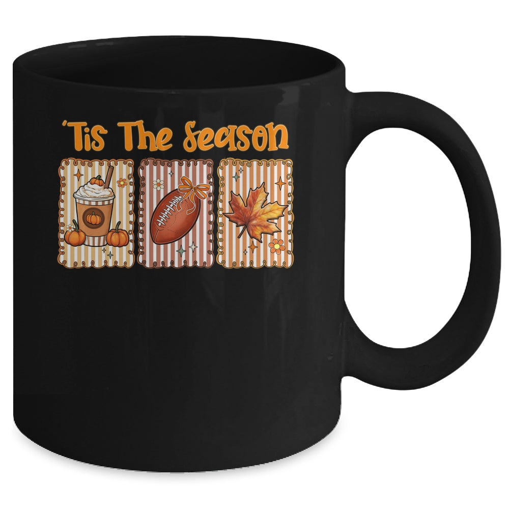 Tis The Season Retro Football Mom Coquette Bow Fall Autumn Mug | siriusteestore