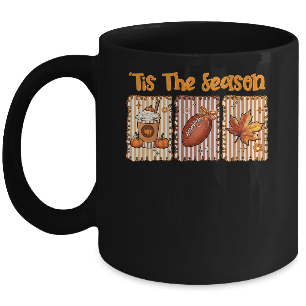 Tis The Season Retro Football Mom Coquette Bow Fall Autumn Mug | siriusteestore