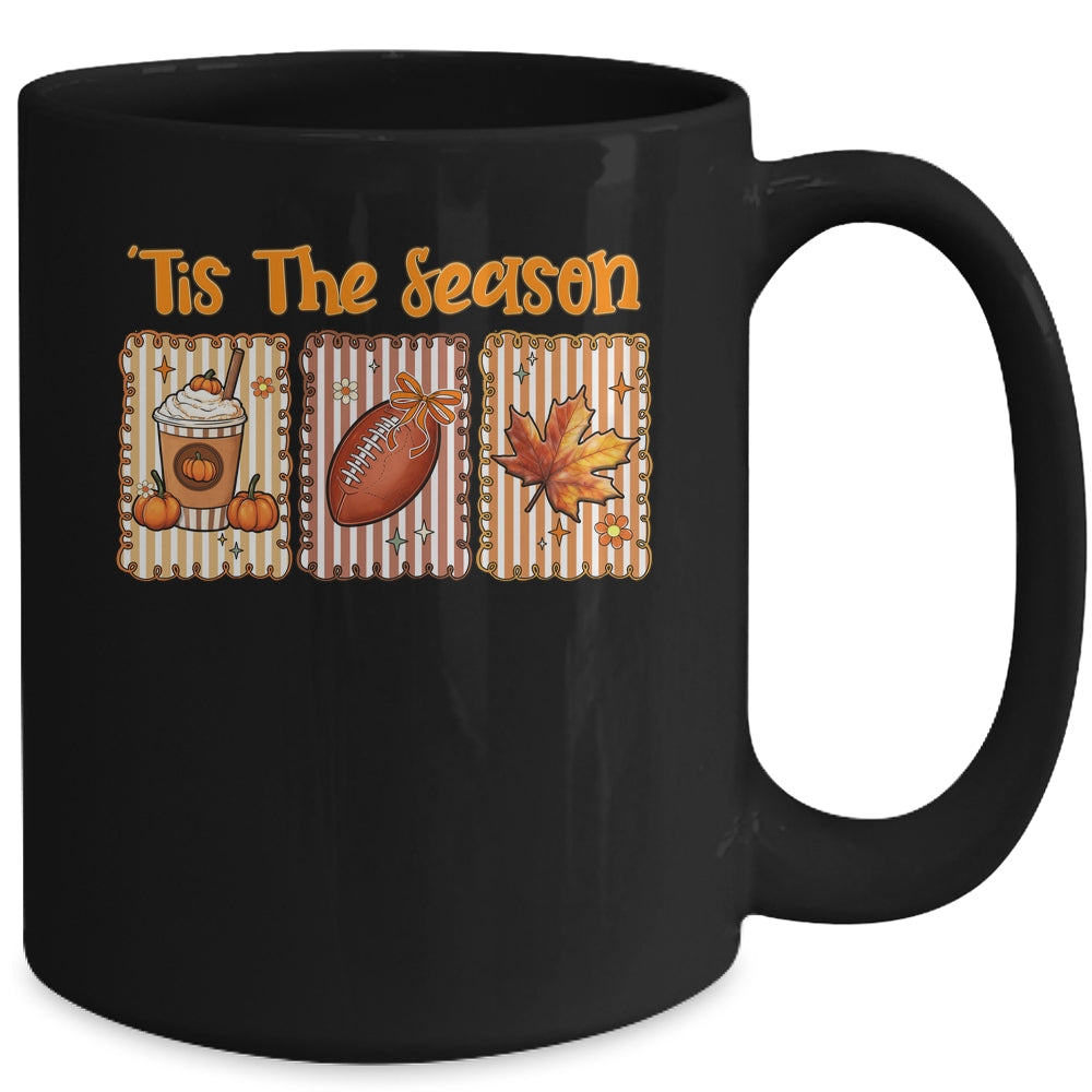Tis The Season Retro Football Mom Coquette Bow Fall Autumn Mug | siriusteestore