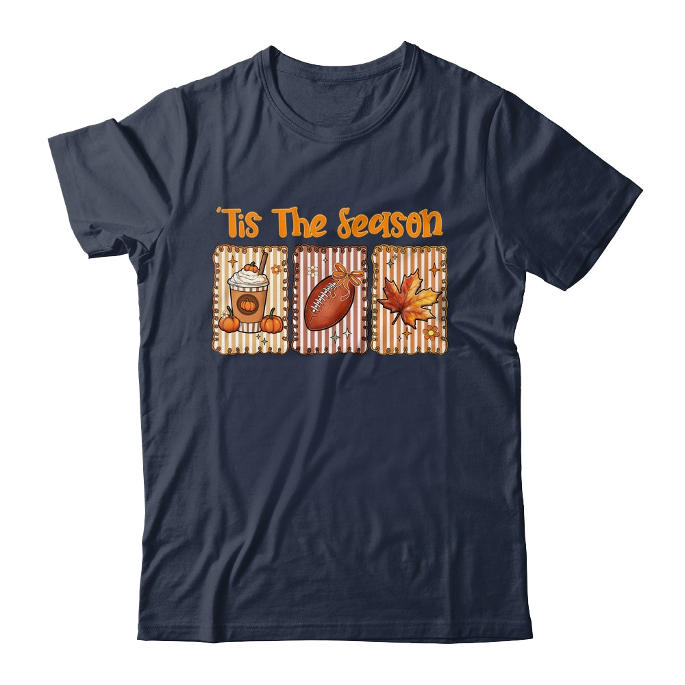 Tis The Season Retro Football Mom Coquette Bow Fall Autumn Shirt & Sweatshirt | siriusteestore