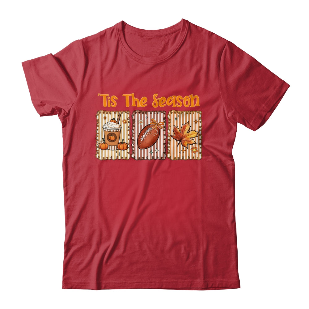 Tis The Season Retro Football Mom Coquette Bow Fall Autumn Shirt & Sweatshirt | siriusteestore