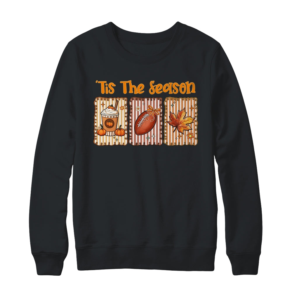 Tis The Season Retro Football Mom Coquette Bow Fall Autumn Shirt & Sweatshirt | siriusteestore