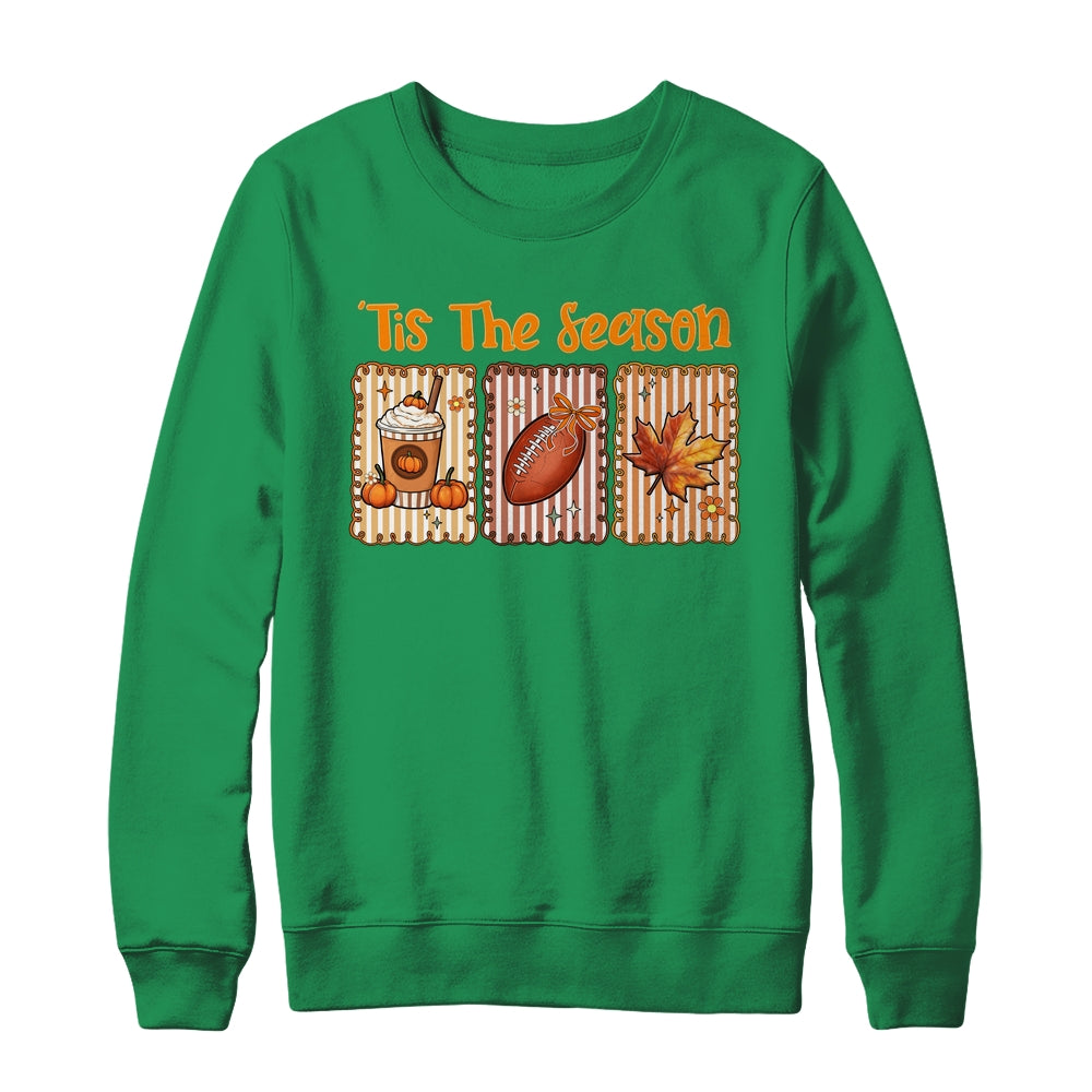 Tis The Season Retro Football Mom Coquette Bow Fall Autumn Shirt & Sweatshirt | siriusteestore