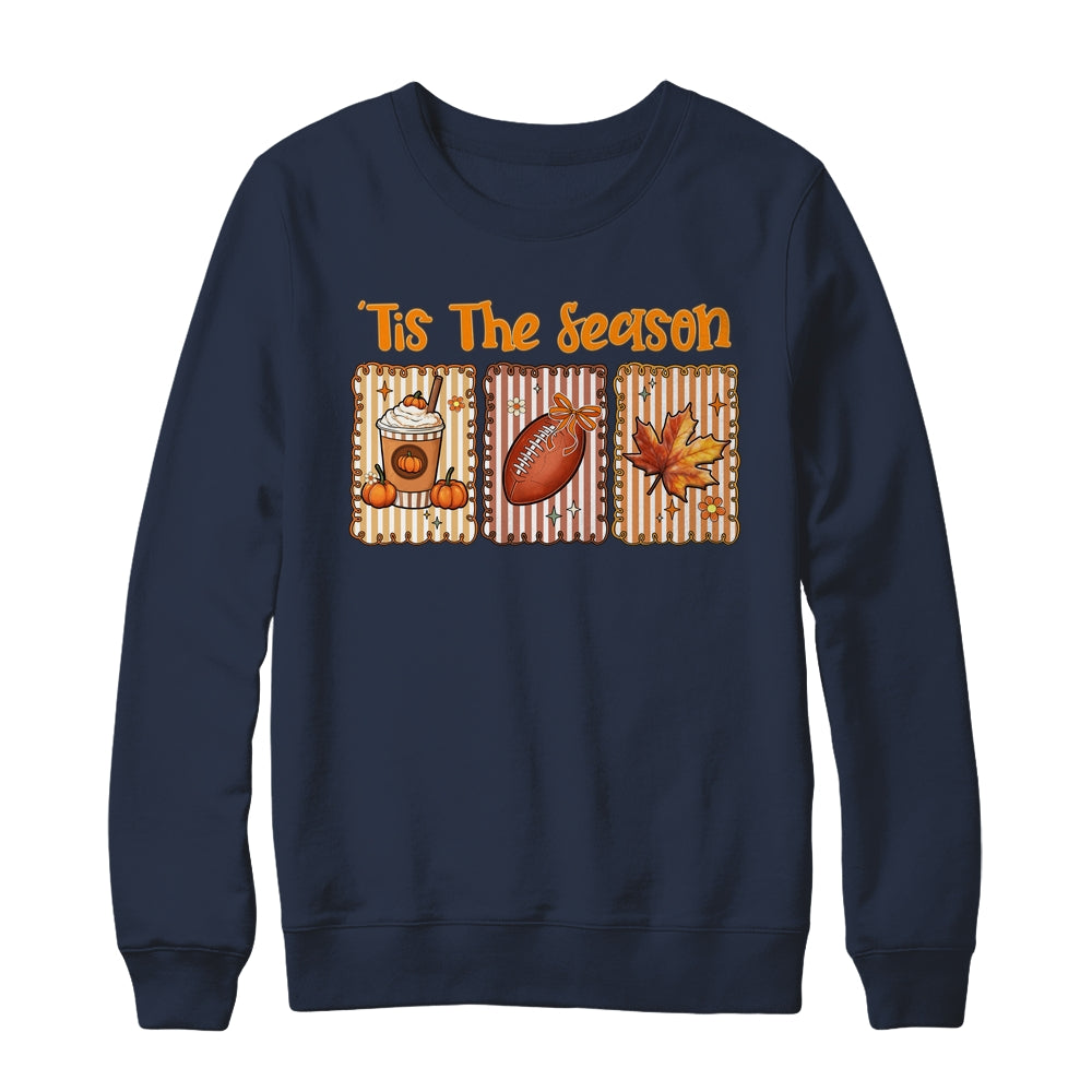Tis The Season Retro Football Mom Coquette Bow Fall Autumn Shirt & Sweatshirt | siriusteestore