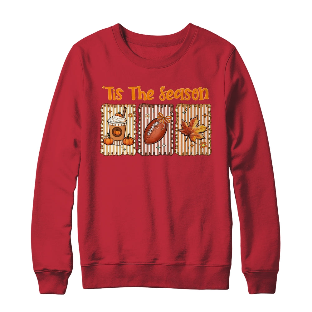 Tis The Season Retro Football Mom Coquette Bow Fall Autumn Shirt & Sweatshirt | siriusteestore