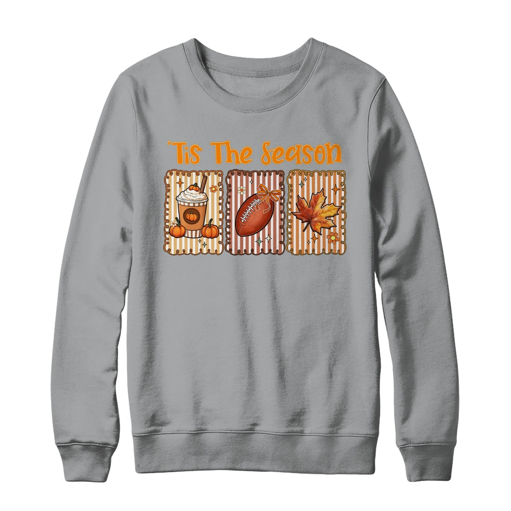 Tis The Season Retro Football Mom Coquette Bow Fall Autumn Shirt & Sweatshirt | siriusteestore