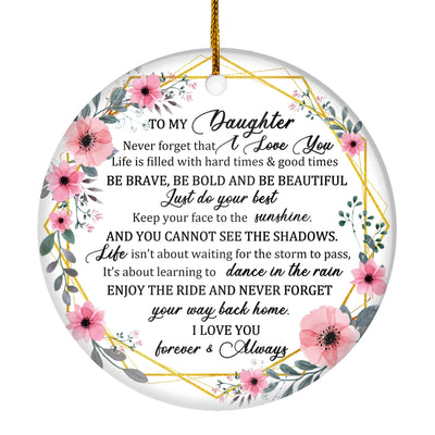 To My Daughter Christmas Ornament from Mom Dad Mother Never Forget That I Love You for Daughter Christmas Tree Ornament | siriusteestore