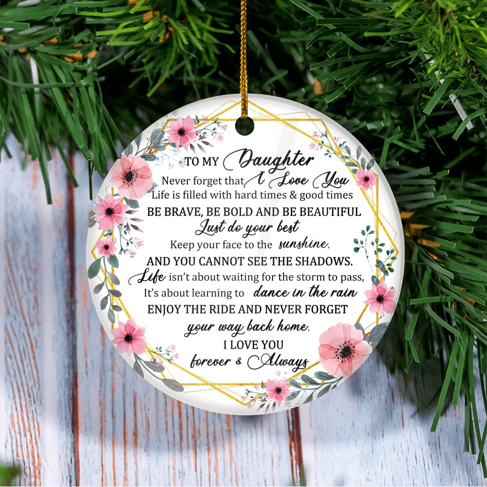 To My Daughter Christmas Ornament from Mom Dad Mother Never Forget That I Love You for Daughter Christmas Tree Ornament | siriusteestore