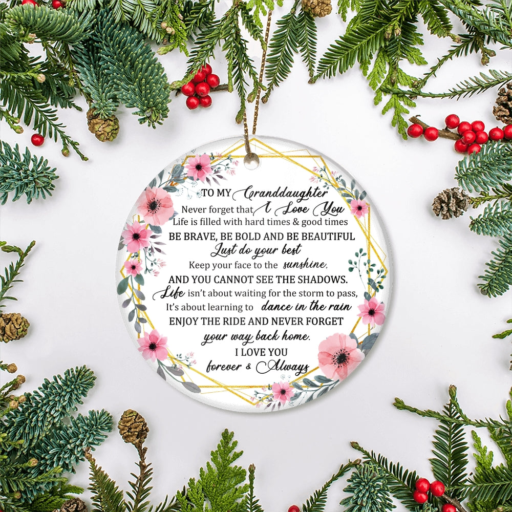 To My Granddaughter Christmas Ornament from Grandma Grandpa Mimi Never Forget That I Love You for Granddaughter Christmas Tree Ornament | siriusteestore