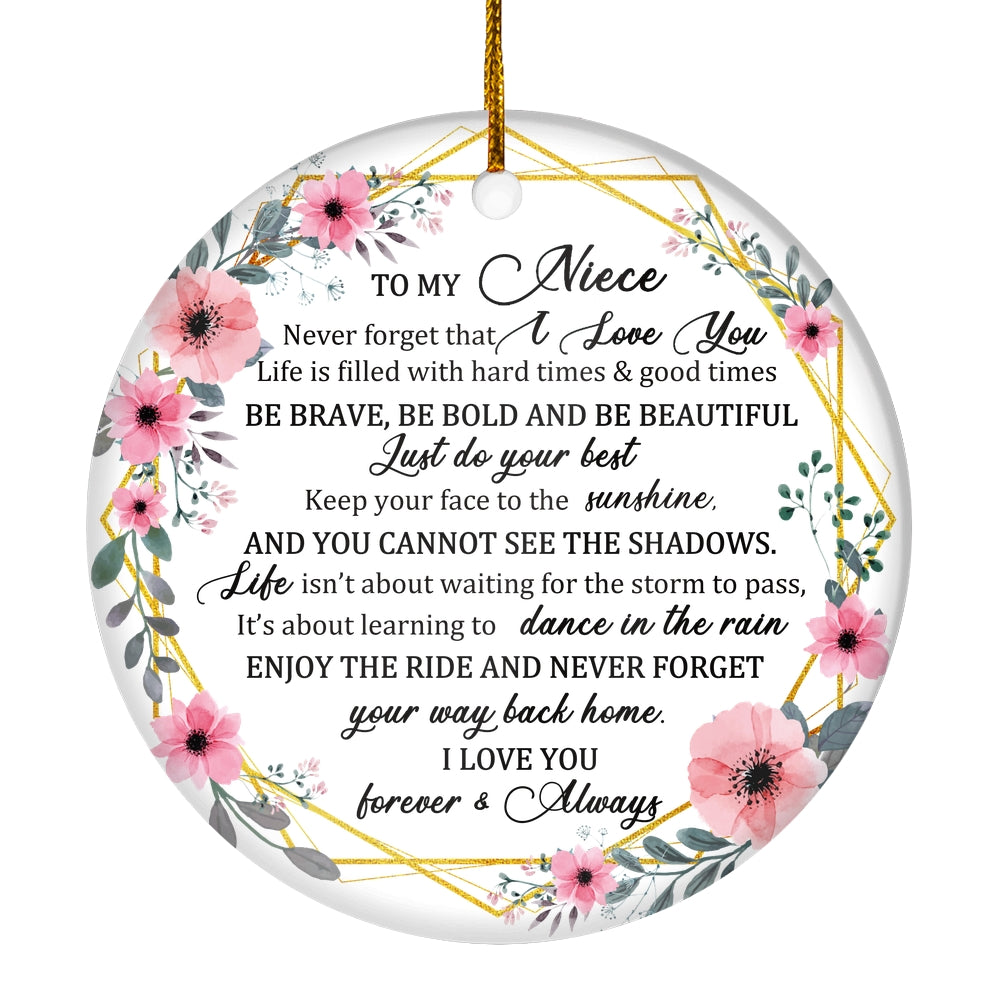 To My Niece Christmas Ornament from Aunt Auntie Uncle Never Forget That I Love You for Niece Christmas Tree Ornament | siriusteestore