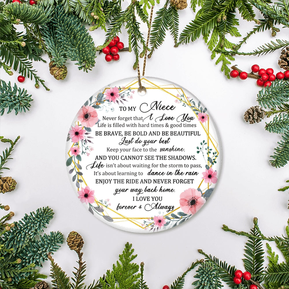 To My Niece Christmas Ornament from Aunt Auntie Uncle Never Forget That I Love You for Niece Christmas Tree Ornament | siriusteestore