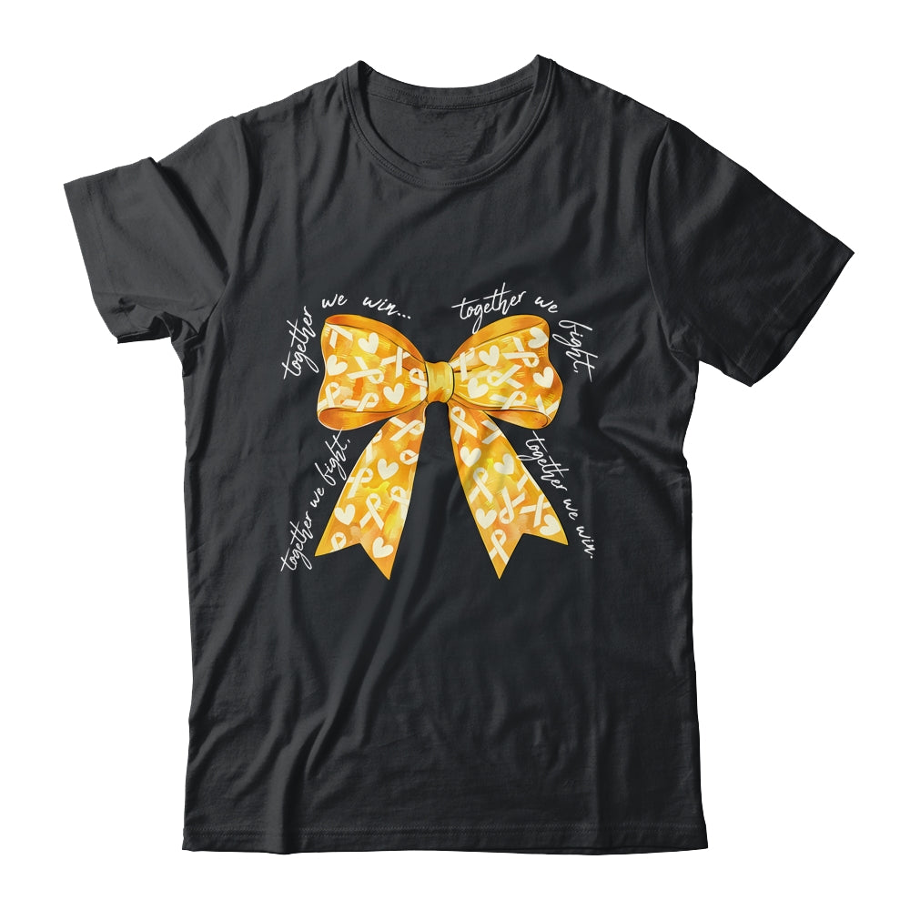 Together We Fight Coquette Bows Gold Ribbon Childhood Cancer Shirt & Hoodie | siriusteestore
