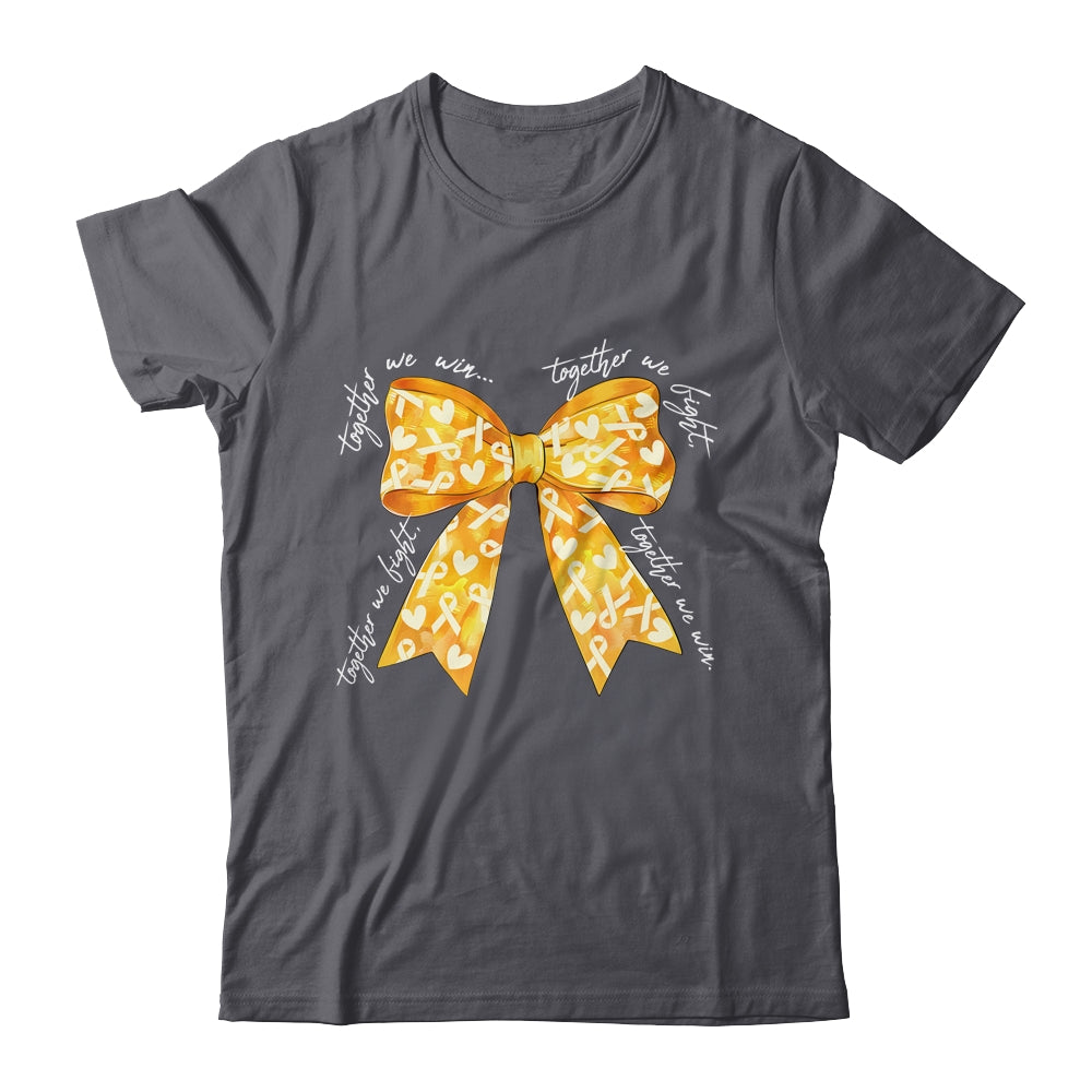 Together We Fight Coquette Bows Gold Ribbon Childhood Cancer Shirt & Hoodie | siriusteestore