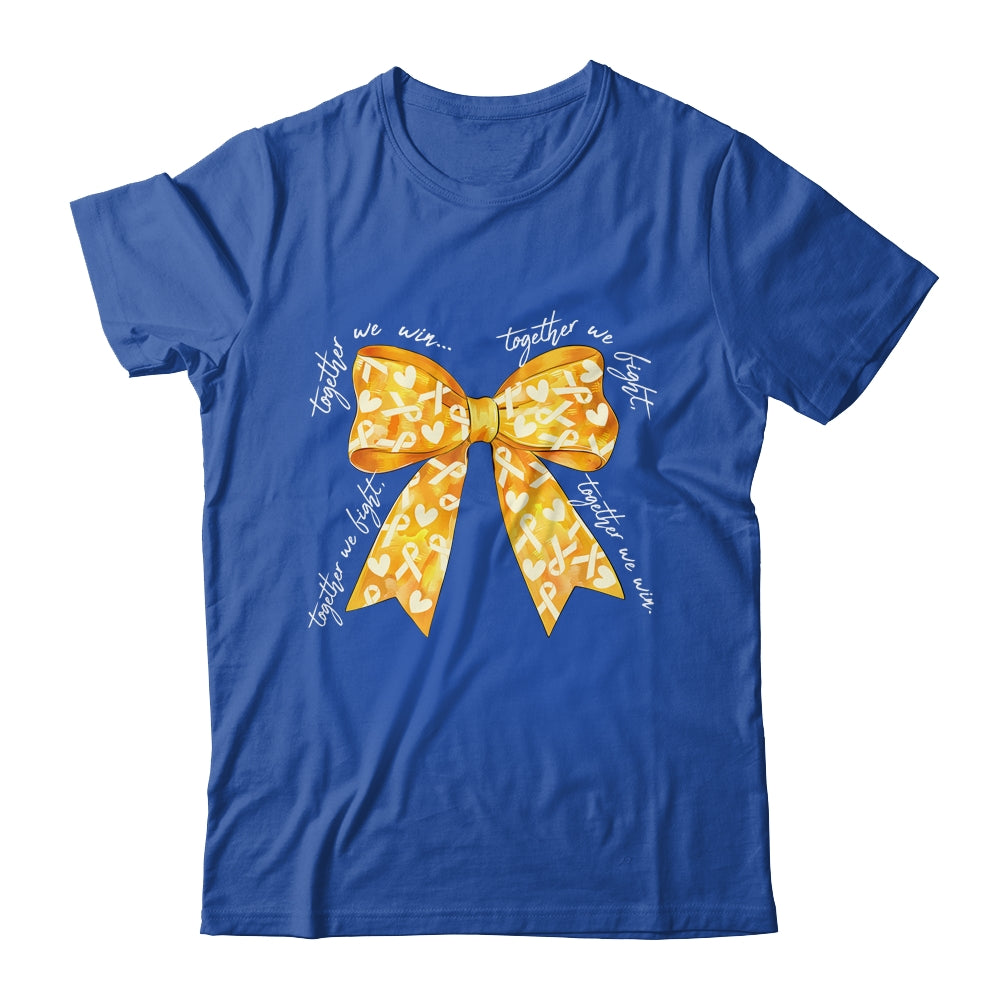Together We Fight Coquette Bows Gold Ribbon Childhood Cancer Shirt & Hoodie | siriusteestore
