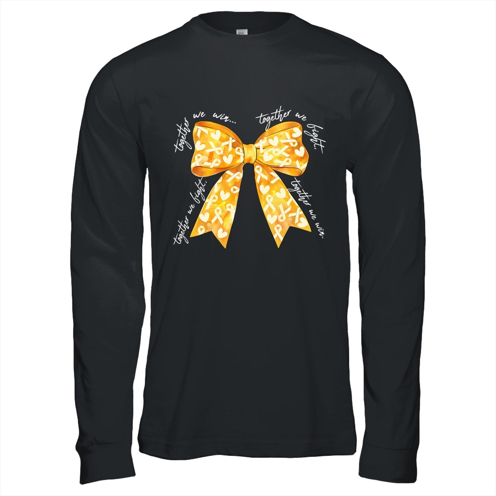 Together We Fight Coquette Bows Gold Ribbon Childhood Cancer Shirt & Hoodie | siriusteestore