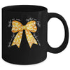 Together We Fight Coquette Bows Gold Ribbon Childhood Cancer Mug | siriusteestore