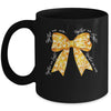 Together We Fight Coquette Bows Gold Ribbon Childhood Cancer Mug | siriusteestore