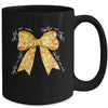 Together We Fight Coquette Bows Gold Ribbon Childhood Cancer Mug | siriusteestore