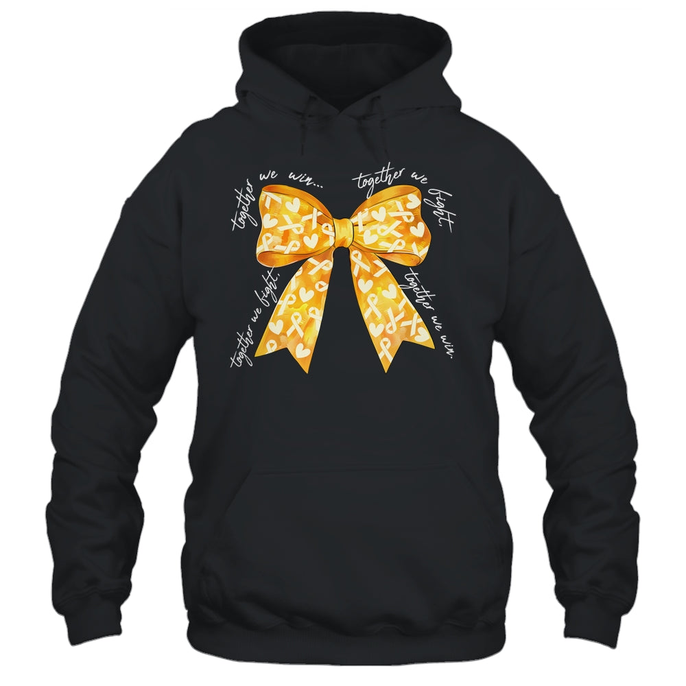 Together We Fight Coquette Bows Gold Ribbon Childhood Cancer Shirt & Hoodie | siriusteestore