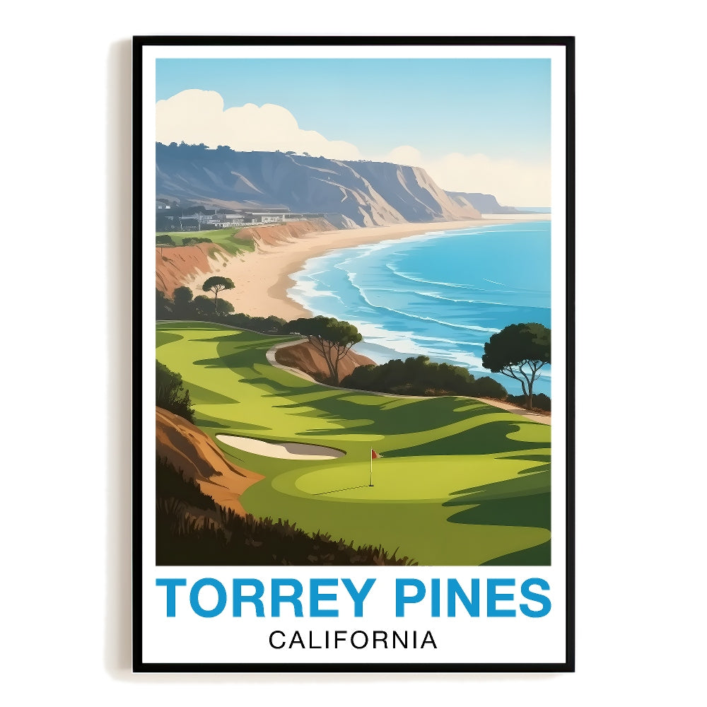 Torrey Pines California Travel Poster Vintage Scenic Golf Souvenir Wall Art Landscape Print Painting For Home Room Living Room Office Bedroom Decor Unframed | siriusteestore