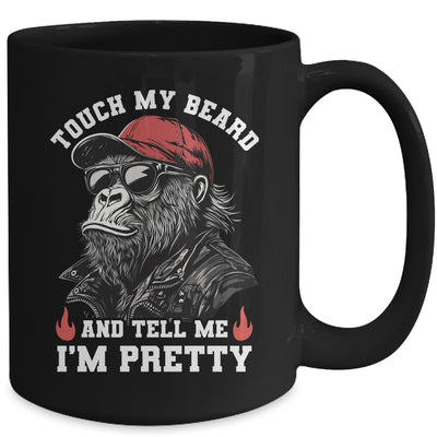 Touch My Beard And Tell Me I'm Pretty Monkey Funny Beard Men Mug | siriusteestore