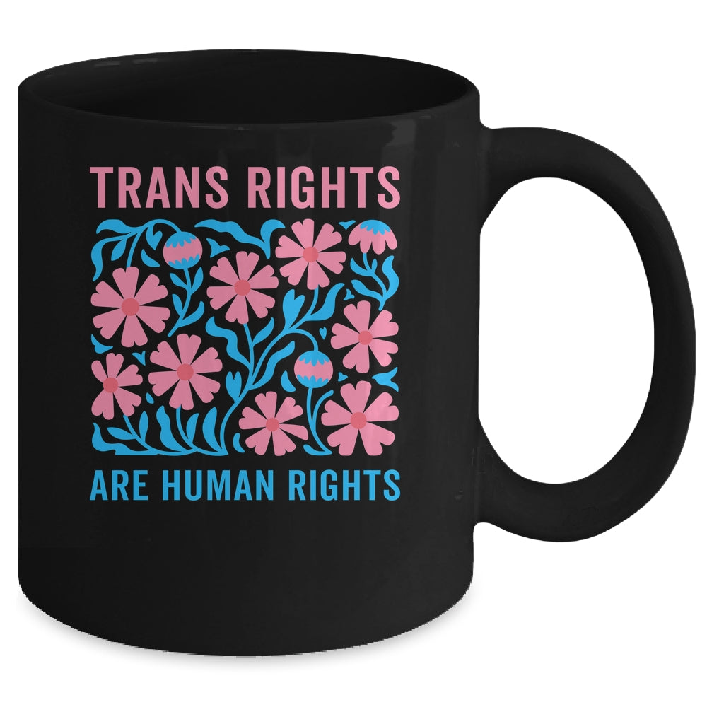 Trans Rights Are Human Rights Floral LGBTQ Pride Transgender Mug | siriusteestore