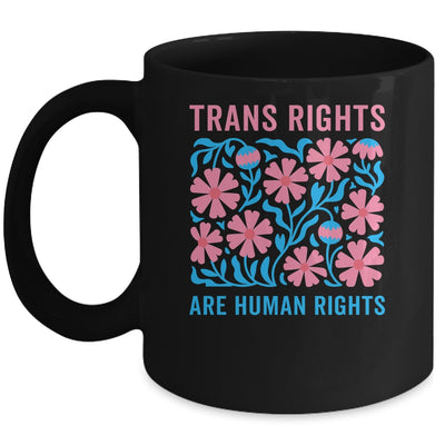 Trans Rights Are Human Rights Floral LGBTQ Pride Transgender Mug | siriusteestore