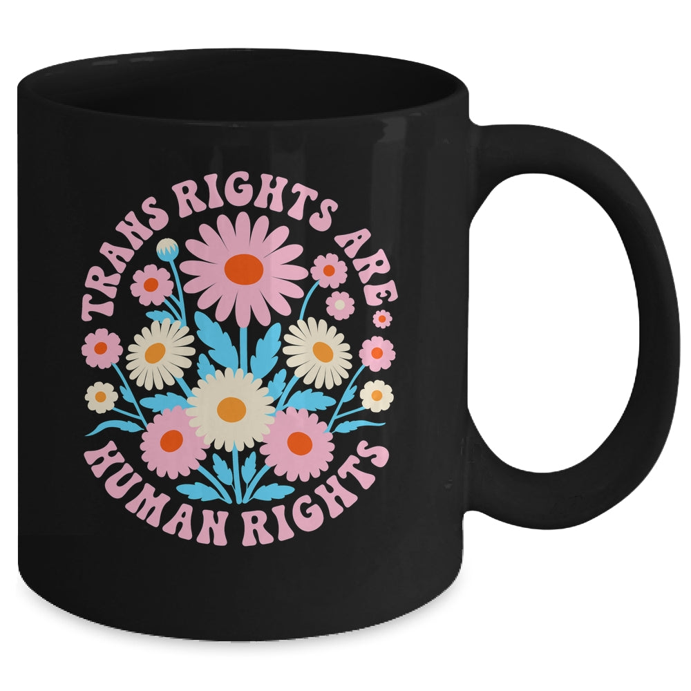 Trans Rights Are Human Rights LGBTQ Pride Transgender Floral Mug | siriusteestore