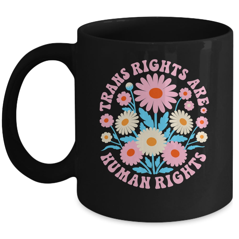 Trans Rights Are Human Rights LGBTQ Pride Transgender Floral Mug | siriusteestore