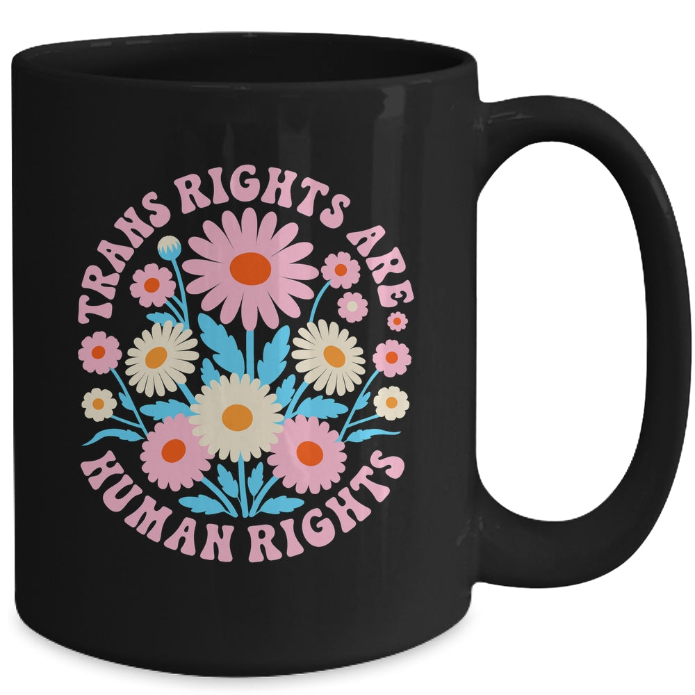 Trans Rights Are Human Rights LGBTQ Pride Transgender Floral Mug | siriusteestore