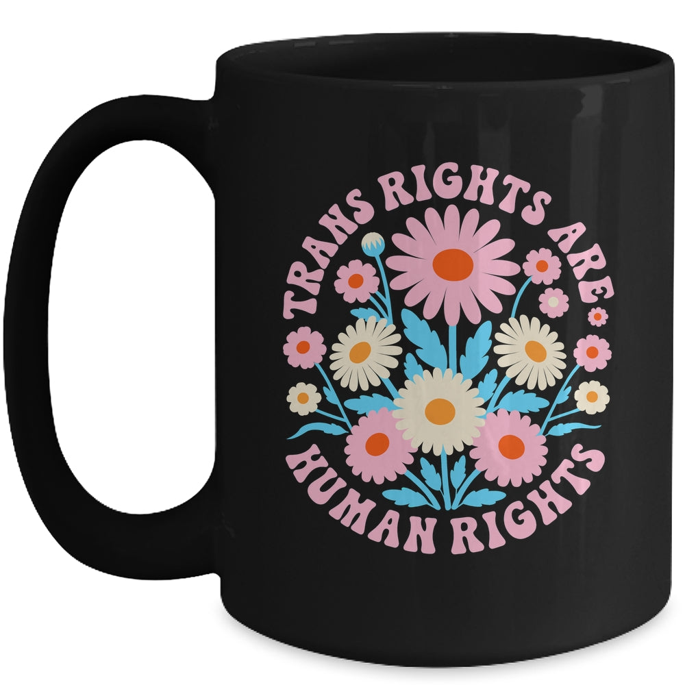 Trans Rights Are Human Rights LGBTQ Pride Transgender Floral Mug | siriusteestore