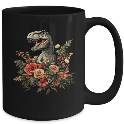 Trex Dinosaur Dino Floral Flower Aesthetic Women Girls Mug | siriusteestore