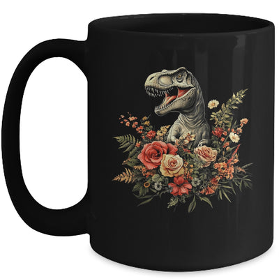 Trex Dinosaur Dino Floral Flower Aesthetic Women Girls Mug | siriusteestore