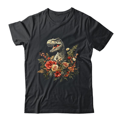 Trex Dinosaur Dino Floral Flower Aesthetic Women Girls Shirt & Tank Top | siriusteestore