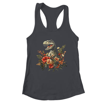 Trex Dinosaur Dino Floral Flower Aesthetic Women Girls Shirt & Tank Top | siriusteestore