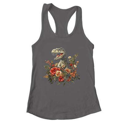 Trex Dinosaur Dino Floral Flower Aesthetic Women Girls Shirt & Tank Top | siriusteestore