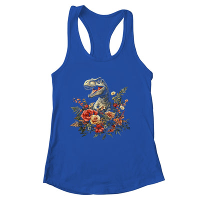 Trex Dinosaur Dino Floral Flower Aesthetic Women Girls Shirt & Tank Top | siriusteestore