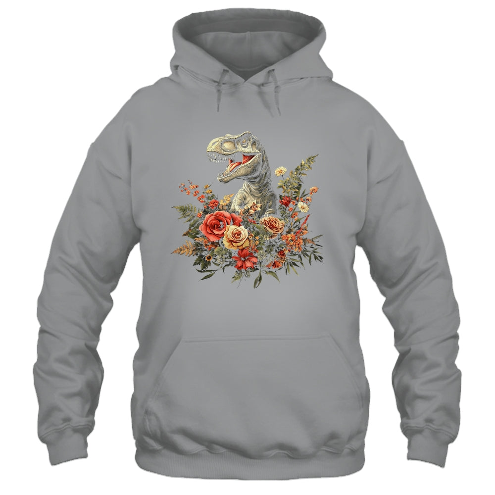 Trex Dinosaur Dino Floral Flower Aesthetic Women Girls Shirt & Tank Top | siriusteestore