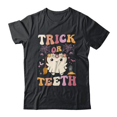 Trick Or Teeth Ghost Groovy Dental Halloween Treat Dentist Shirt & Hoodie | siriusteestore