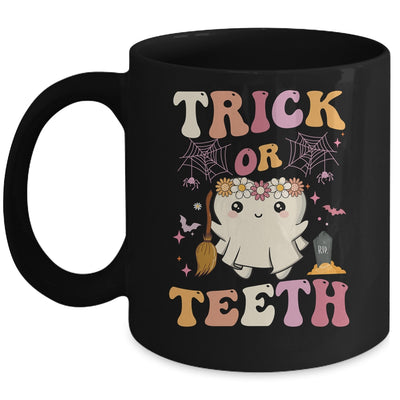 Trick Or Teeth Ghost Groovy Dental Halloween Treat Dentist Mug | siriusteestore