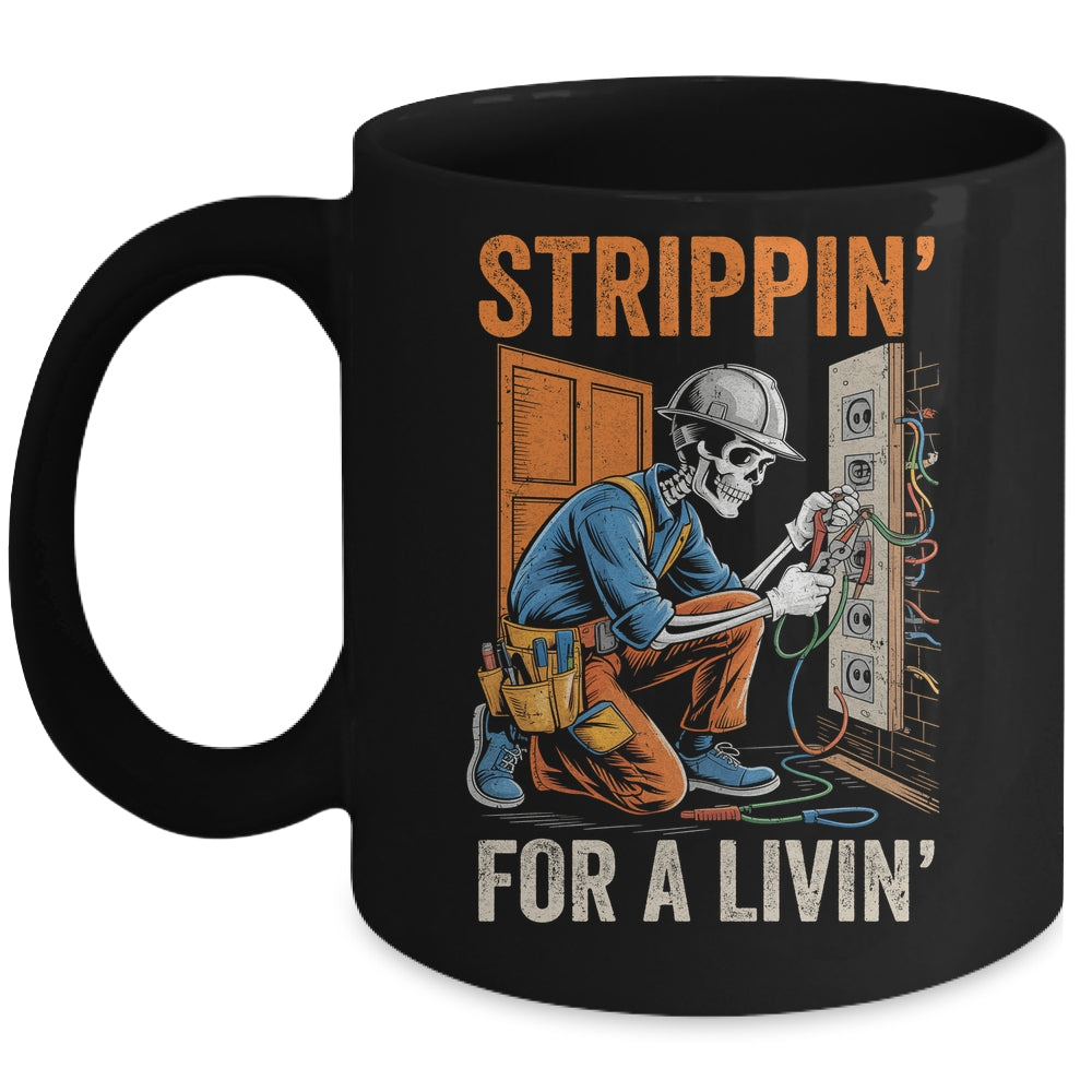 Trippin' For A Livin' Funny Skeleton Electrician Lover Mug | siriusteestore