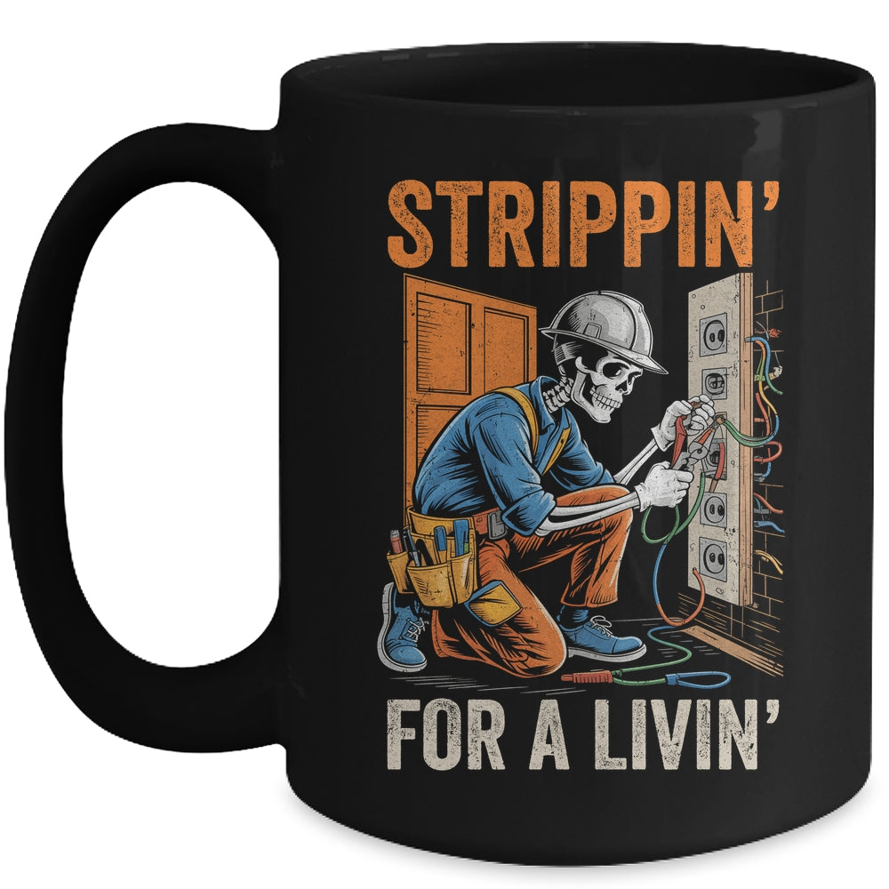 Trippin' For A Livin' Funny Skeleton Electrician Lover Mug | siriusteestore