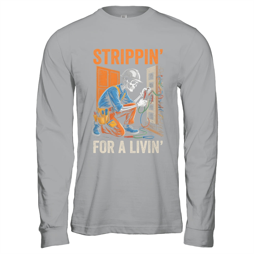 Trippin' For A Livin' Funny Skeleton Electrician Lover Shirt & Hoodie | siriusteestore